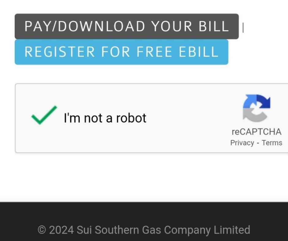 Click on i am not robot buttion to check ssgc duplicate bill 
