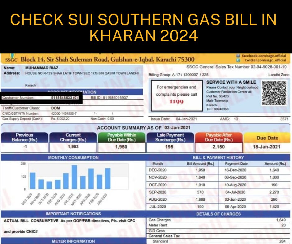 Check Sui Southern Gas Bill In Kharan