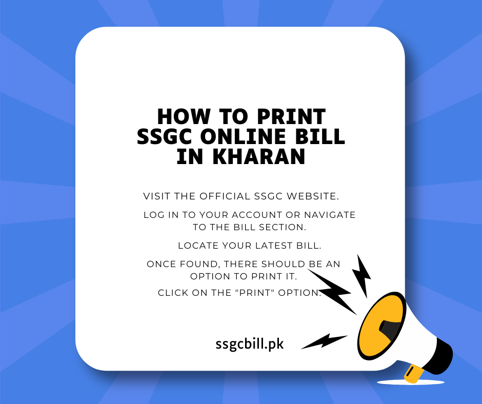 How To Print SSGC Online Bill In Kharan
